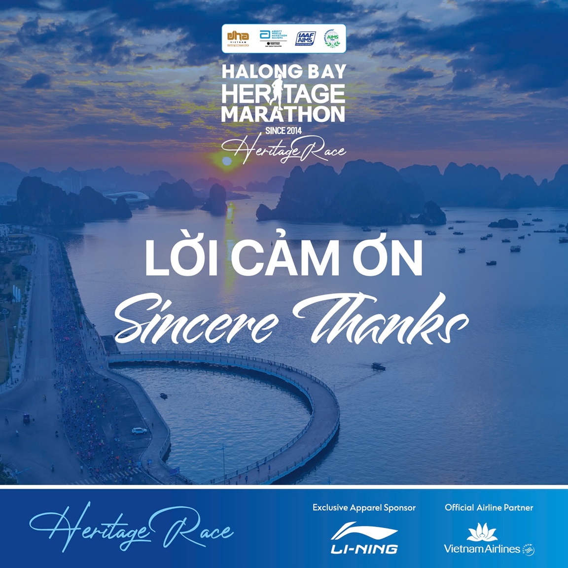 BAN TỔ CHỨC HALONG BAY HERITAGE MARATHON 2024 CẢM ƠN NHÀ TÀI TRỢ LI-NING