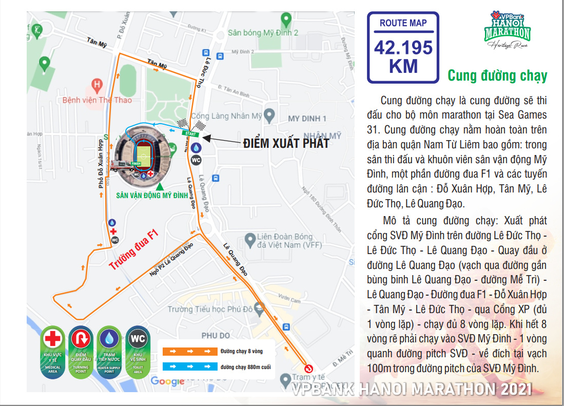 Bản đồ Đường chạy VPBank Hanoi Marathon 2021